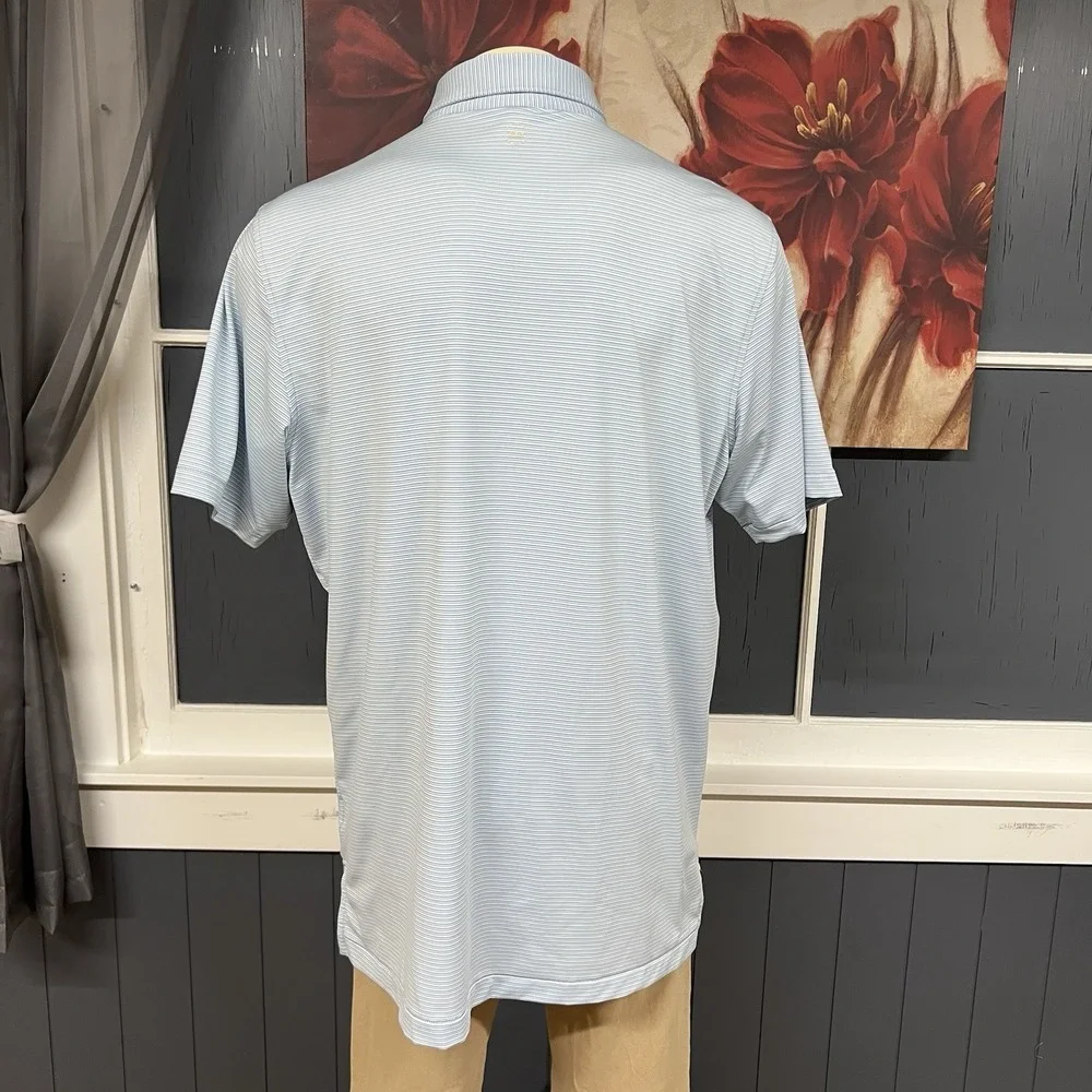 Peter Millar Summer Comfort Polo Golf Shirt Mens XL Loose Fit Blue Striped